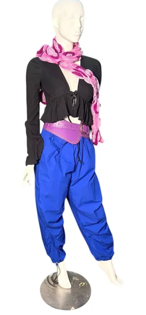 H&M Divided Womens‎ L Blue Cotton Parachute balloon Cargo Pants Baggy Joggers thumbnail 1