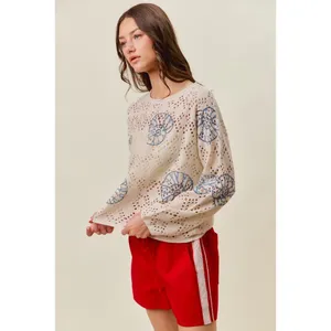 SO ME Seashell Lightweight Sweater Top thumbnail 9