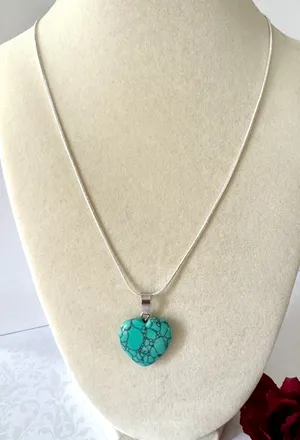 Sterling Silver Turquoise Heart Necklace (459) thumbnail 2