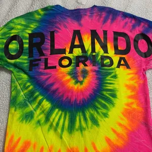 GILDAN size large multi color Tie-Dye Long Sleeve Shirt Orlando Florida beachy thumbnail 5