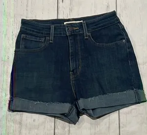Levis 721 blue denim high rise shorts thumbnail 1