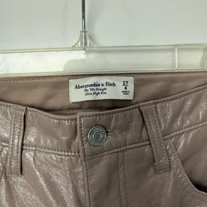 Abercrombie & Fitch 90s Straight Ultra High Rise Leather Pants thumbnail 6