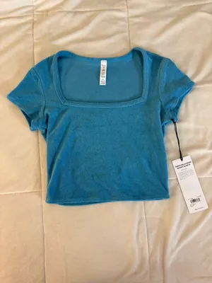 ALO Yoga Terry Beachside Crop Top Blue Splash thumbnail 2