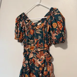 Ulla Johnson Golda Orange Floral-Print Cut-Out Cotton-Poplin Midi Dress‎ thumbnail 6