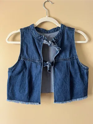 Pilcro Dark Blue Denim Cropped Shell Top thumbnail 7