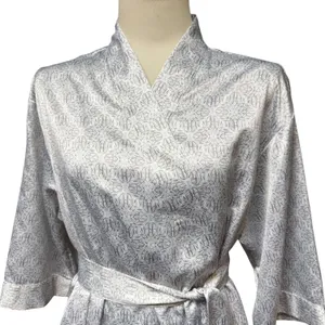 Cabernet by Sleep Sense Satin Wrap Robe Silver Gray White Medium thumbnail 2