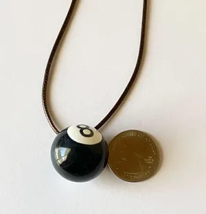 Handmade big 8 ball y2k grunge funky unisex simple brown necklace🎲8️⃣🖤 thumbnail 9