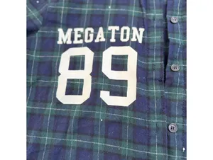 Size Medium Megaton 89 Plaid Flannel Button Up Shirt Women’s Green Blue Grunge thumbnail 4