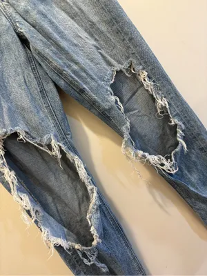 American Eagle 000 Highest Rise Baggy Straight Distressed Ripped Jeans Y2K thumbnail 4
