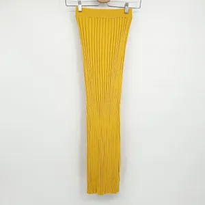 MESHKI Womens Bodycon High Waist Fitted Ribbed Knit Midi Skirt Size XS Yellow thumbnail 3