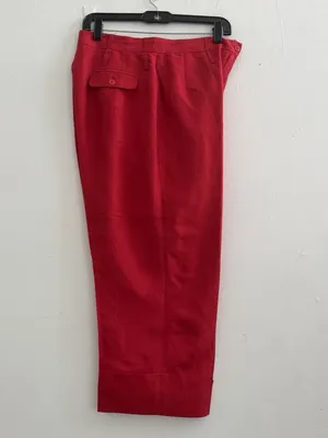 Harve Benard Red Linen Blend Cropped Wide Leg Pants Culottes Size 12 High Rise thumbnail 3