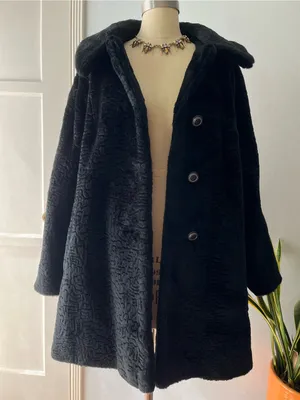 50’s Style Vintage Textured Faux Fur Swing Coat thumbnail 1