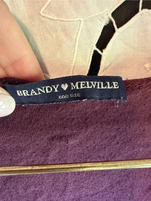Brandy Melville Burgundy Deep V Neck Tee One Size Cotton Y2K Soft Basic Top Wear thumbnail 2