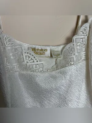 Victoria's Secret White Lace Trim Satin Cami gold label Vintage size small thumbnail 3