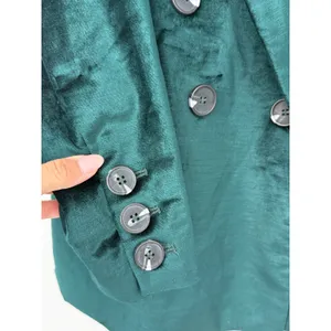 Free People Velvet Ashby Double Breasted Blazer Emerald Green XS Holiday thumbnail 8