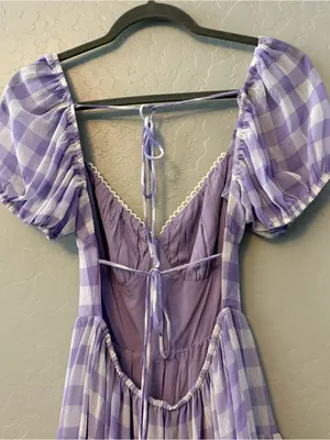 Princess Polly danny mini dress in lilac white gingham size 4 thumbnail 13