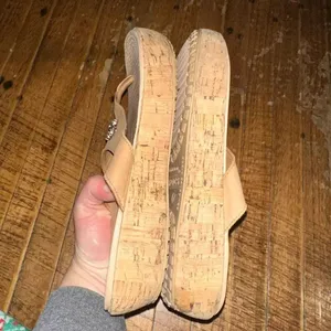 Crocs rubber washable faux cork ortho tan 7 wedge sandals thumbnail 5