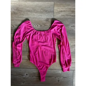 Altar'd State Womens Hot Pink Ribbed Sweetheart Ruched Bishop Sleeve Bodysuit S thumbnail 6