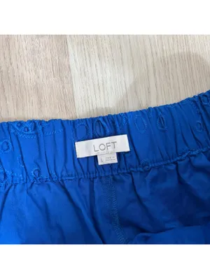 Loft EUC Women's Blue Tiered Eyelet Midi Skirt Size L thumbnail 3