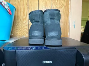 Black Mini Ankle UGG Fur Boots thumbnail 2