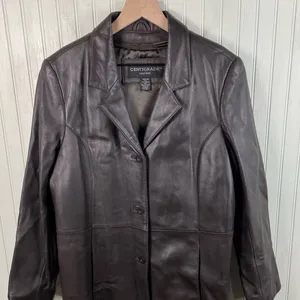 Vintage 90s Y2K Centigrade Leather Trench Coat Womens Size Medium Zip Out Lining thumbnail 4