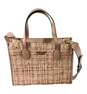 GUESS Pink & Cream Tweed Bouclé Satchel Crossbody Bag – NWOT thumbnail 1