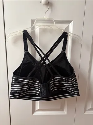 Livi No Wire Striped Black & White Crisscross Bralette Size 44DDD thumbnail 2