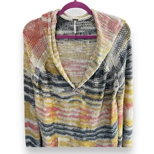 Free People Boho Rope Tie Side Hooded Tunic Sweater Oversized‎ Size S thumbnail 2