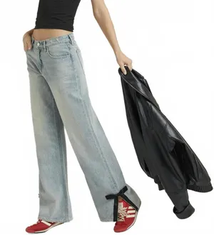 Pacsun Lena Low Rise Super Baggy Jeans Bow Light Indigo NWT Marita Size 26 thumbnail 1