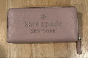 Kate Spade New York Pink Pebbled Leather Zip Around Wallet Clutch Logo thumbnail 1