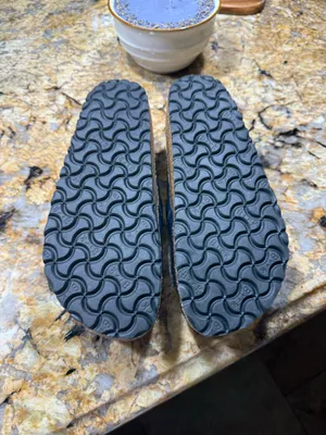Birkenstock size 7 worn once. Navy blue perfect condition thumbnail 4