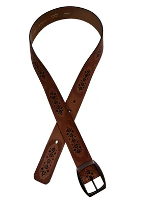 Fossil Brown Leather Laser Cut Out Belt Medium BT3959231 thumbnail 2