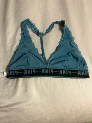 PINK Victoria's Secret Teal Lace Triangle Bralette Size L thumbnail 4
