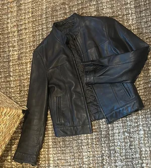 Ritz USA Vintage Brown Leather Moto Jacket Size Medium thumbnail 1