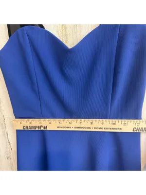 Forever 21 Royal Blue Fit & Flare Sweetheart Mini Dress Black Mesh Straps S thumbnail 8