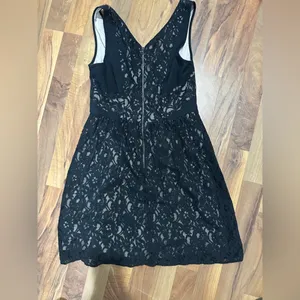 American Eagle Outfitters Black and Cream Lace Overlay Dress Whimsygoth thumbnail 2