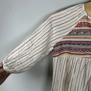 Savanna Jane Size Large Embroidered Boho Peasant Top Tie Festival Hippie Blouse‎ thumbnail 3