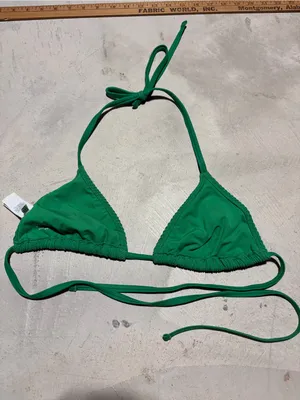 Aerie Green Textured Triangle Bikini Top medium thumbnail 7