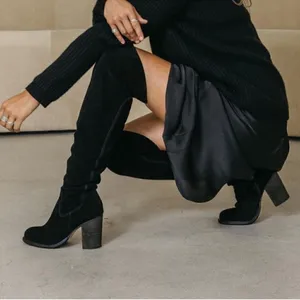 Kelsi Dagger OTK Logan Black Suede Anthropologie Chunky Soles Size 6.5. ‎ B87 thumbnail 2