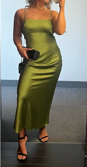 Abercrombie Green Satin Maxi Dress thumbnail 1