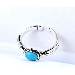 NEW Women's Boho Turquoise Ring, 925 Sterling Silver‎ Adjustable thumbnail 10