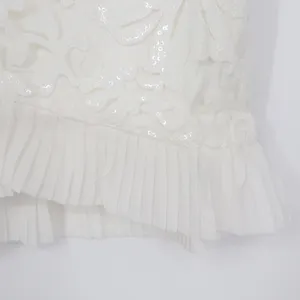 Naked Wardrobe The Statement White Sequin Lace Pleated Ruffle Mini thumbnail 5