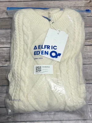 Aelfric Eden Ivory Cable Knit Retro 90s Long Sleeve Crew Neck Sweater New XL thumbnail 10