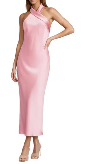 Antonio Melani Darah Satin Halter Neck Sleeveless Midi Dress thumbnail 1