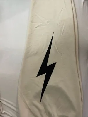 Aviator Nation Lightning Bolt Jogger Sweatpants vintage white Size L thumbnail 7