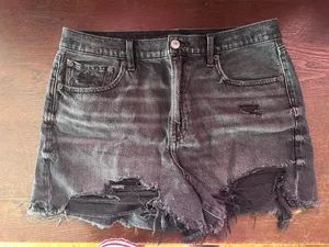 black distressed denim shorts american eagle thumbnail 1