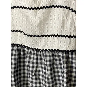 Cider Women's Size Large Eyelet Embroidered Mini Dress White Black Zip Up NWT thumbnail 2