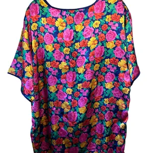 Victoria's Secret Floral Gold Label Vintage Night Gown‎ Size L Silky Flowy Mumu thumbnail 2