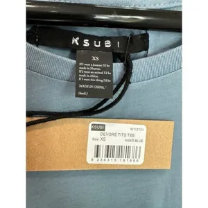 Ksubi Women's Devore Aged Blue Perforated Sheer Tee‎ Casual Everyday NWT XS thumbnail 2