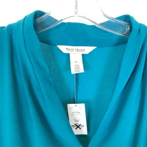 NWT Womens Size XL White House Black Market Teal Blue Stretch Jersey Mini Dress thumbnail 2